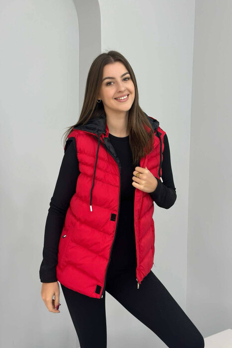 ONE COLOR SIMPLE WOMEN VEST RED/E KUQE - 5