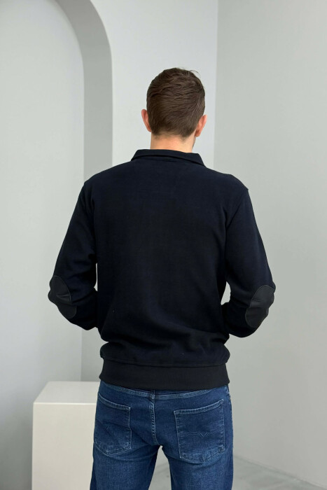 ONE COLOR SIMPLE ZIPPER MEN JACKET MIDNIGHT BLUE/BLU MESNATE - 3