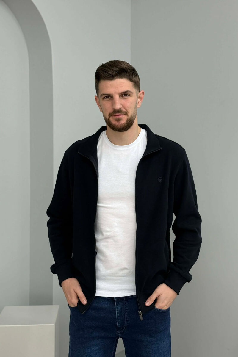 ONE COLOR SIMPLE ZIPPER MEN JACKET MIDNIGHT BLUE/BLU MESNATE - 4