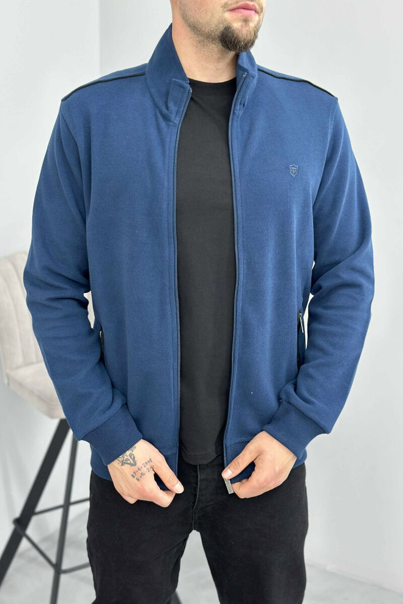 ONE COLOR SIMPLE ZIPPER MEN JACKET NAVY BLUE/BLU MARINE - 7