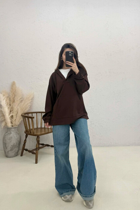 HODDIE PER FEMRA NE NGJYRE KAFE - KLAUDIO FASHION