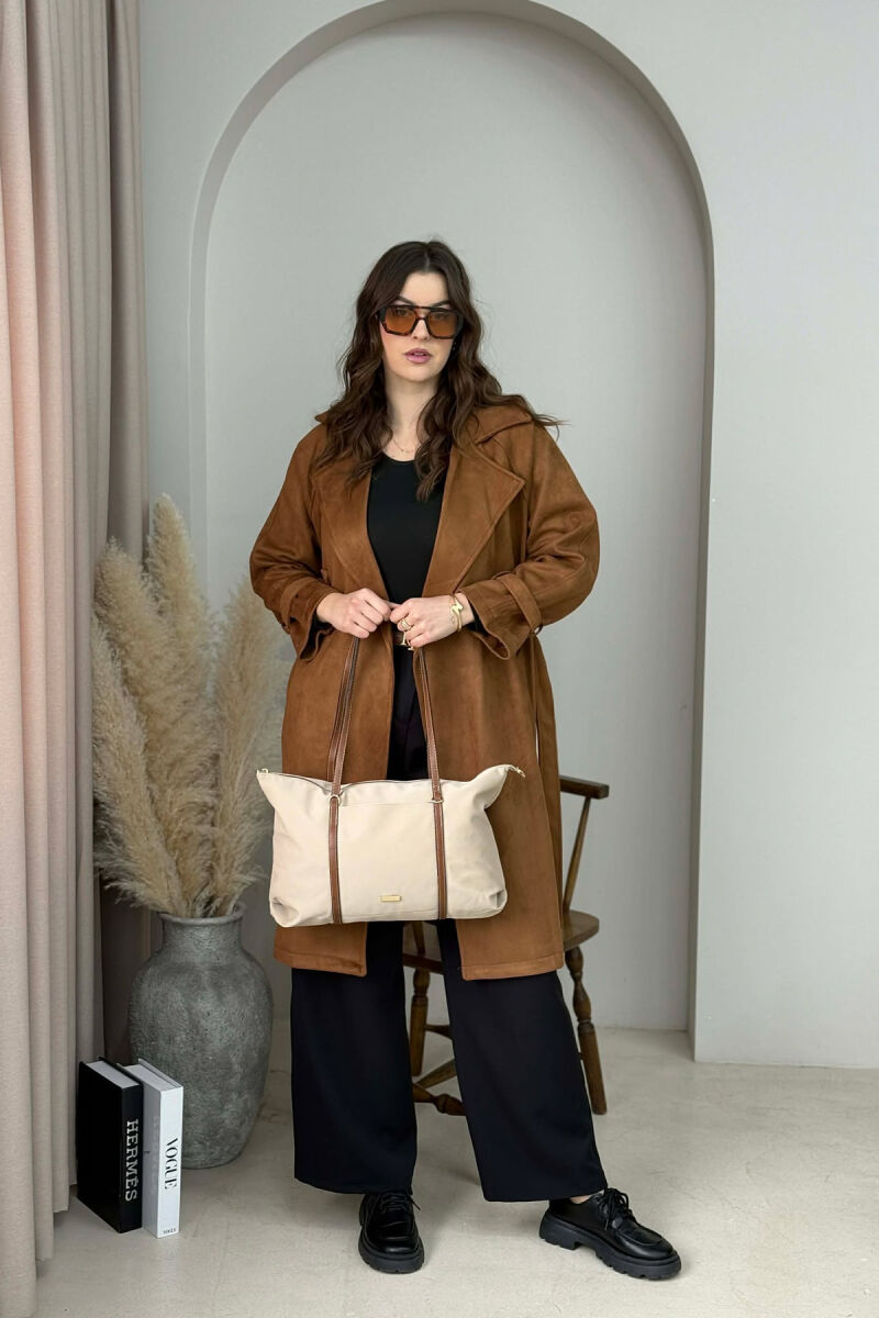 ONE COLOR SIMPLE ZIPPER WOMEN BAG BEIGE/BEZHE - 4