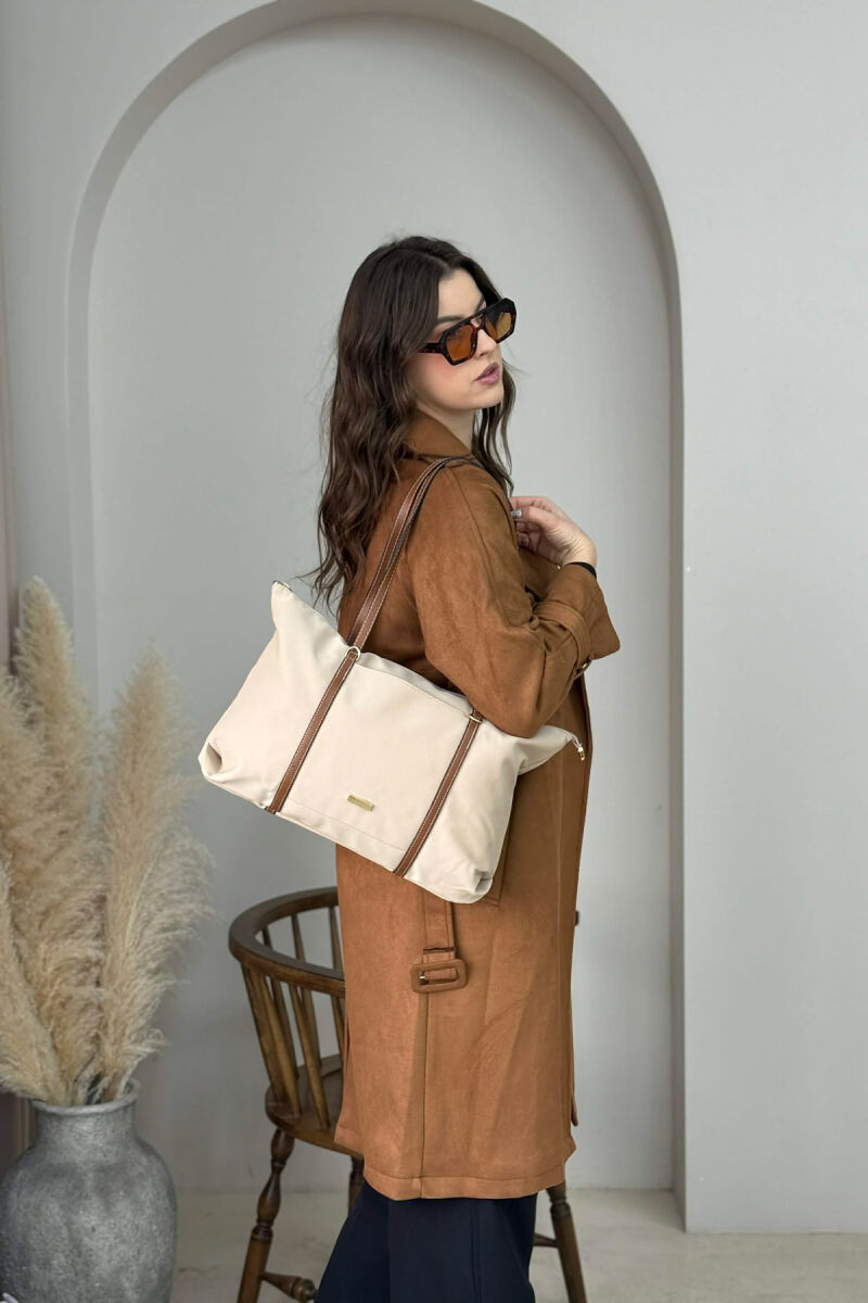 ONE COLOR SIMPLE ZIPPER WOMEN BAG BEIGE/BEZHE - 5