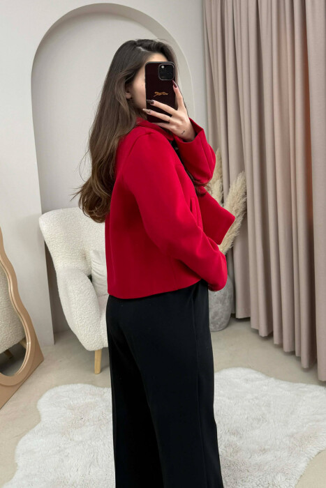 ONE COLOR SIMPLE ZIPPER WOMEN JACKET RED/E KUQE - 4