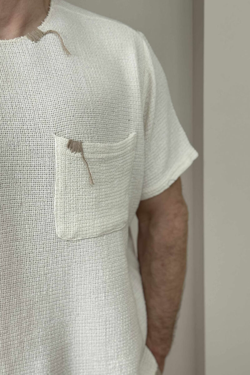 ONE COLOR SINGLE POCKET MEN T-SHIRT WHITE-E BARDHE - 2
