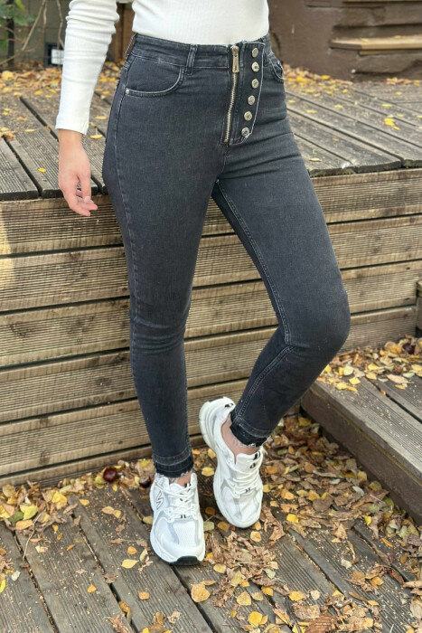 ONE COLOR SKINNY WOMEN JEANS DARK GREY/GEE 