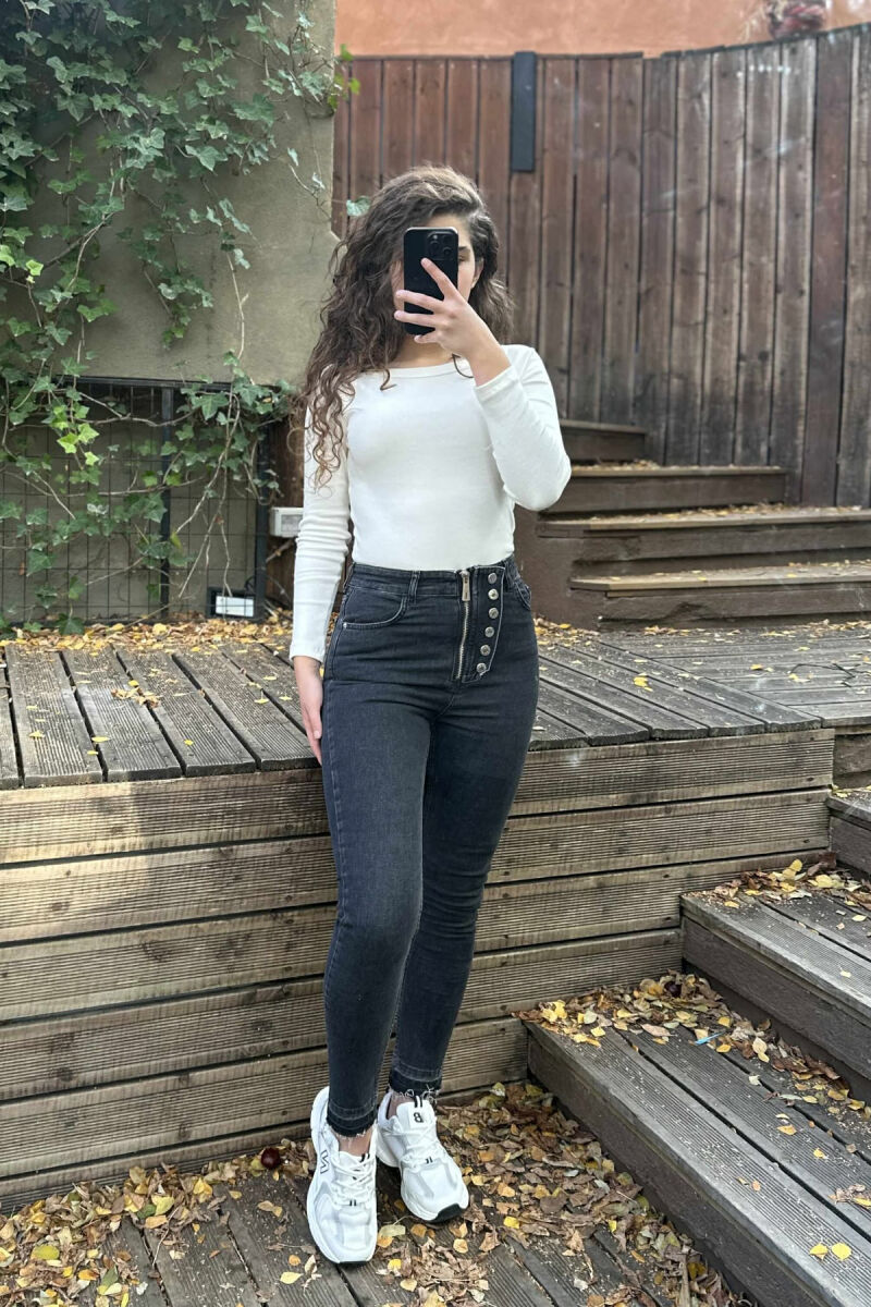 ONE COLOR SKINNY WOMEN JEANS DARK GREY/GEE - 1