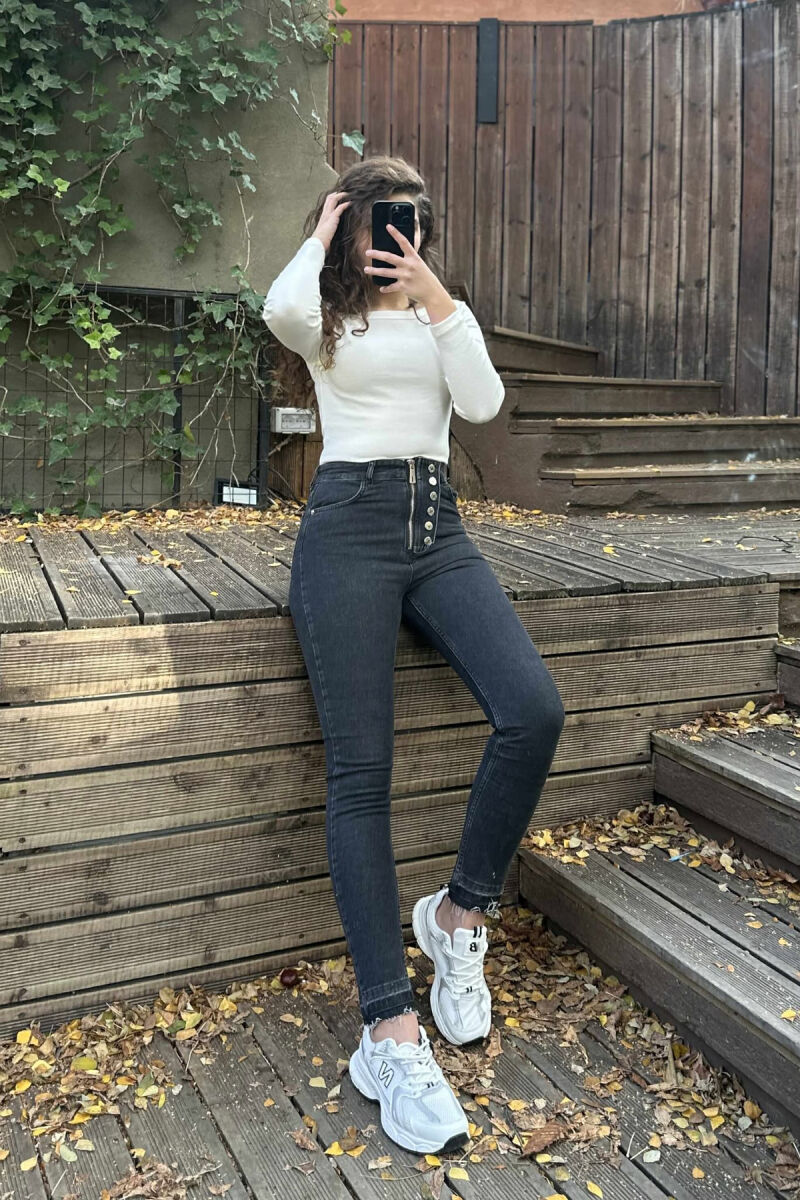 ONE COLOR SKINNY WOMEN JEANS DARK GREY/GEE - 5