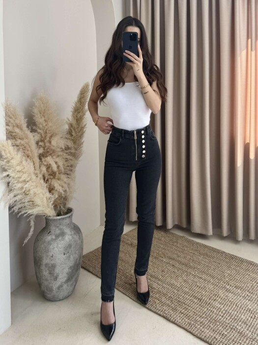 ONE COLOR SKINNY WOMEN JEANS DARK GREY/GEE - 1