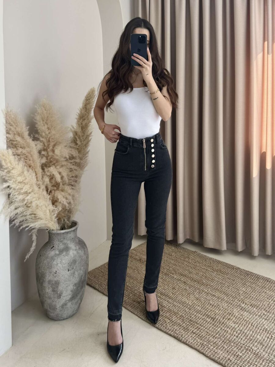ONE COLOR SKINNY WOMEN JEANS DARK GREY/GEE - 1