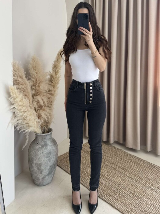 ONE COLOR SKINNY WOMEN JEANS DARK GREY/GEE - 2