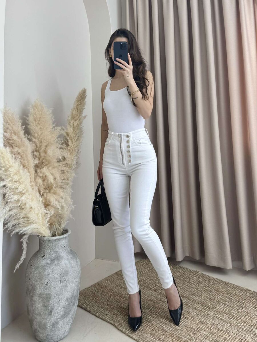 ONE COLOR SKINNY WOMEN JEANS WHITE-E BARDHE - 1