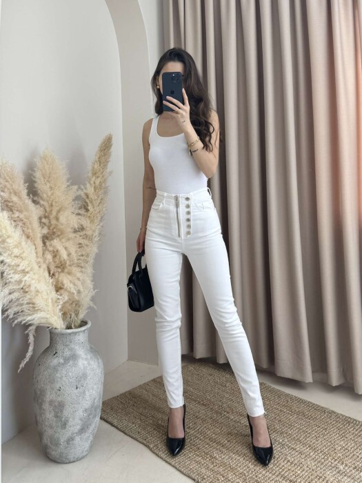 ONE COLOR SKINNY WOMEN JEANS WHITE-E BARDHE - 2