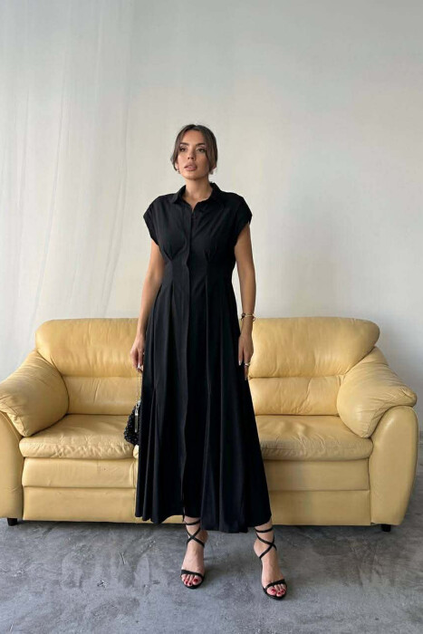 FUSTAN NJE NGJYRESH PA MENGE DHE BUTONA PER FEMRA NE NGJYRE TE ZEZE - KLAUDIO FASHION