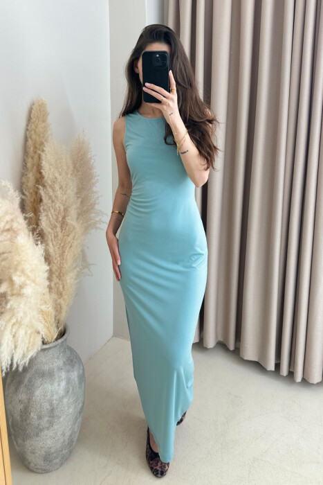 ONE COLOR SLEEVELESS LONG WOMEN DRESS MINT/MENTE - 1