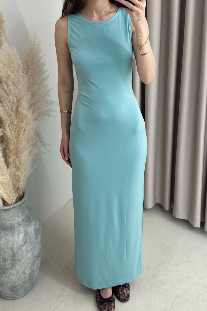 ONE COLOR SLEEVELESS LONG WOMEN DRESS MINT/MENTE - 2