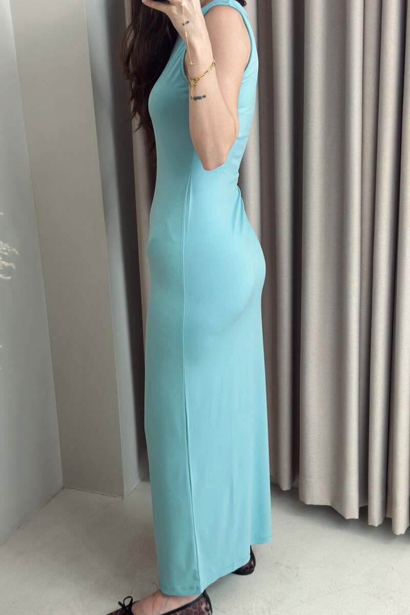 ONE COLOR SLEEVELESS LONG WOMEN DRESS MINT/MENTE - 3