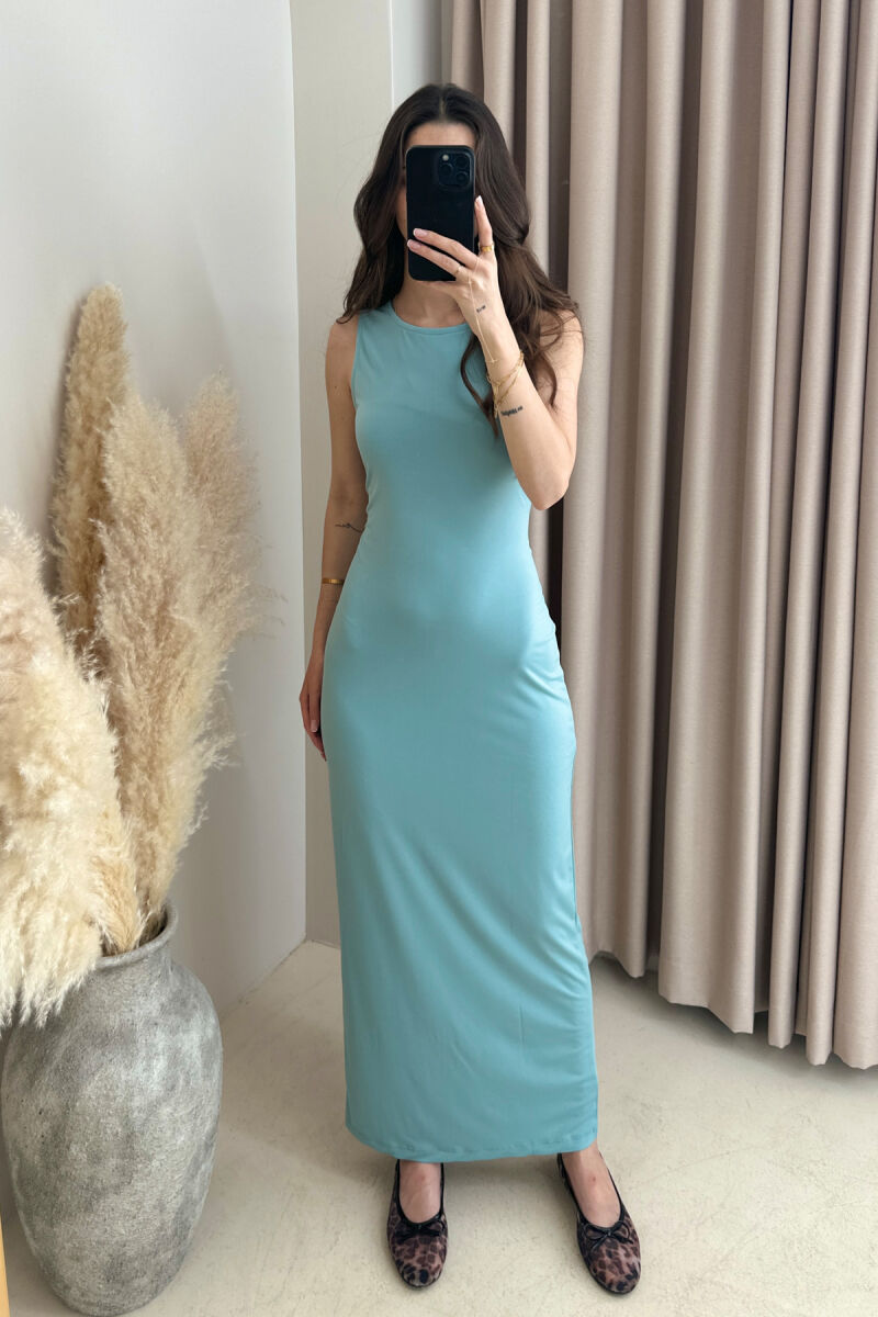 ONE COLOR SLEEVELESS LONG WOMEN DRESS MINT/MENTE - 4