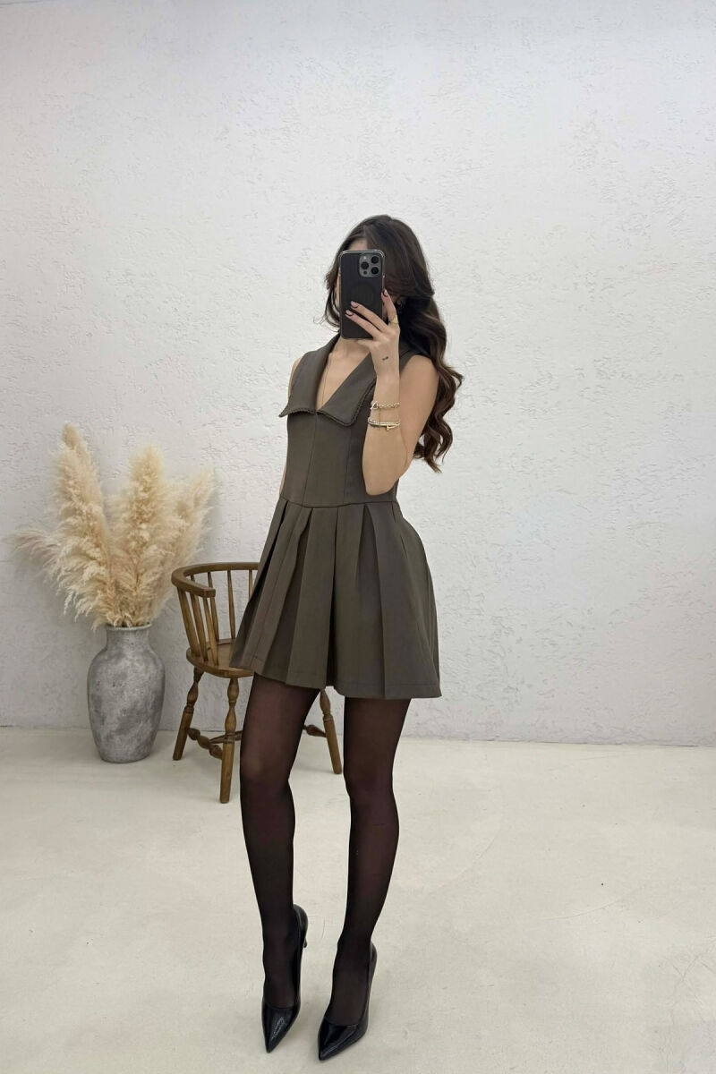 ONE COLOR SLEEVELESS WOMAN DRESS GREEN/JESHILE - 3