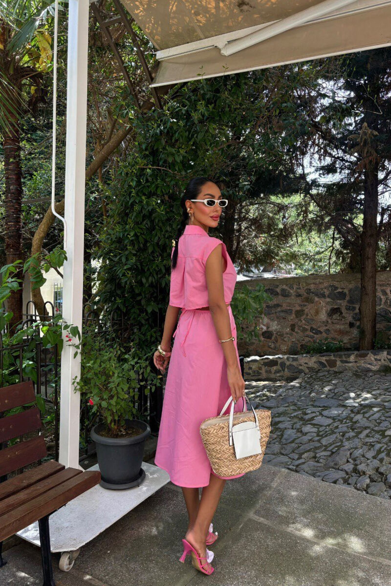 ONE COLOR SLEEVELESS WOMEN DRESS PINK/ROZE - 3