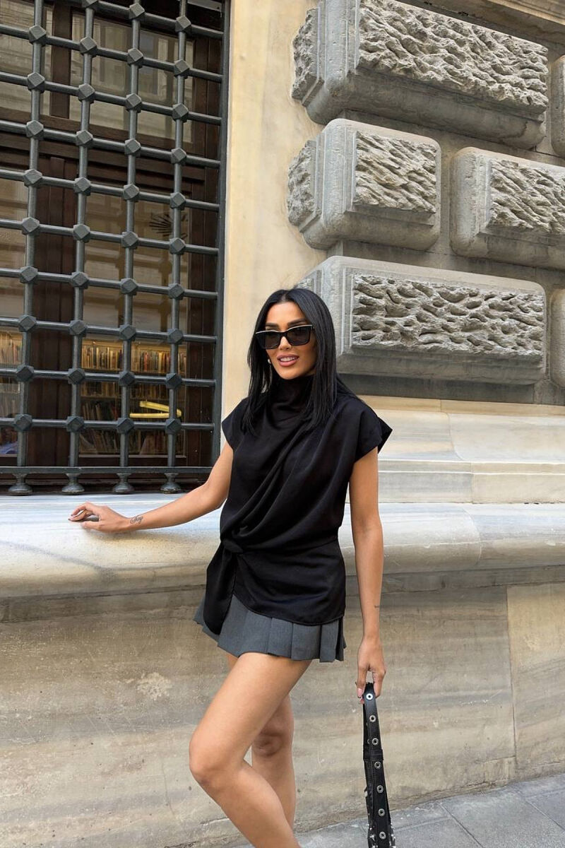 ONE COLOR SLEEVELESS WOMEN SWEATSHIRT BLACK/ E ZEZE - 4