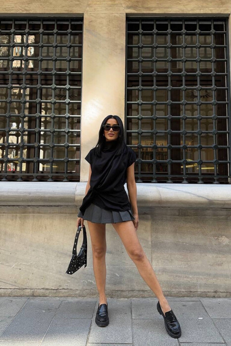 ONE COLOR SLEEVELESS WOMEN SWEATSHIRT BLACK/ E ZEZE - 6