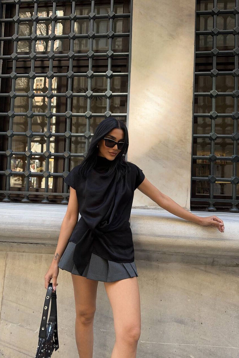 ONE COLOR SLEEVELESS WOMEN SWEATSHIRT BLACK/ E ZEZE - 7
