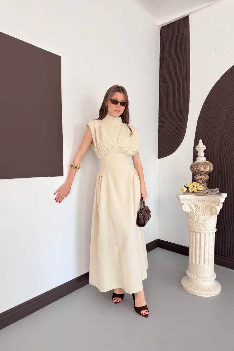ONE COLOR SLEEVELESS WOMAN DRESS BEIGE/BEZHE - 2
