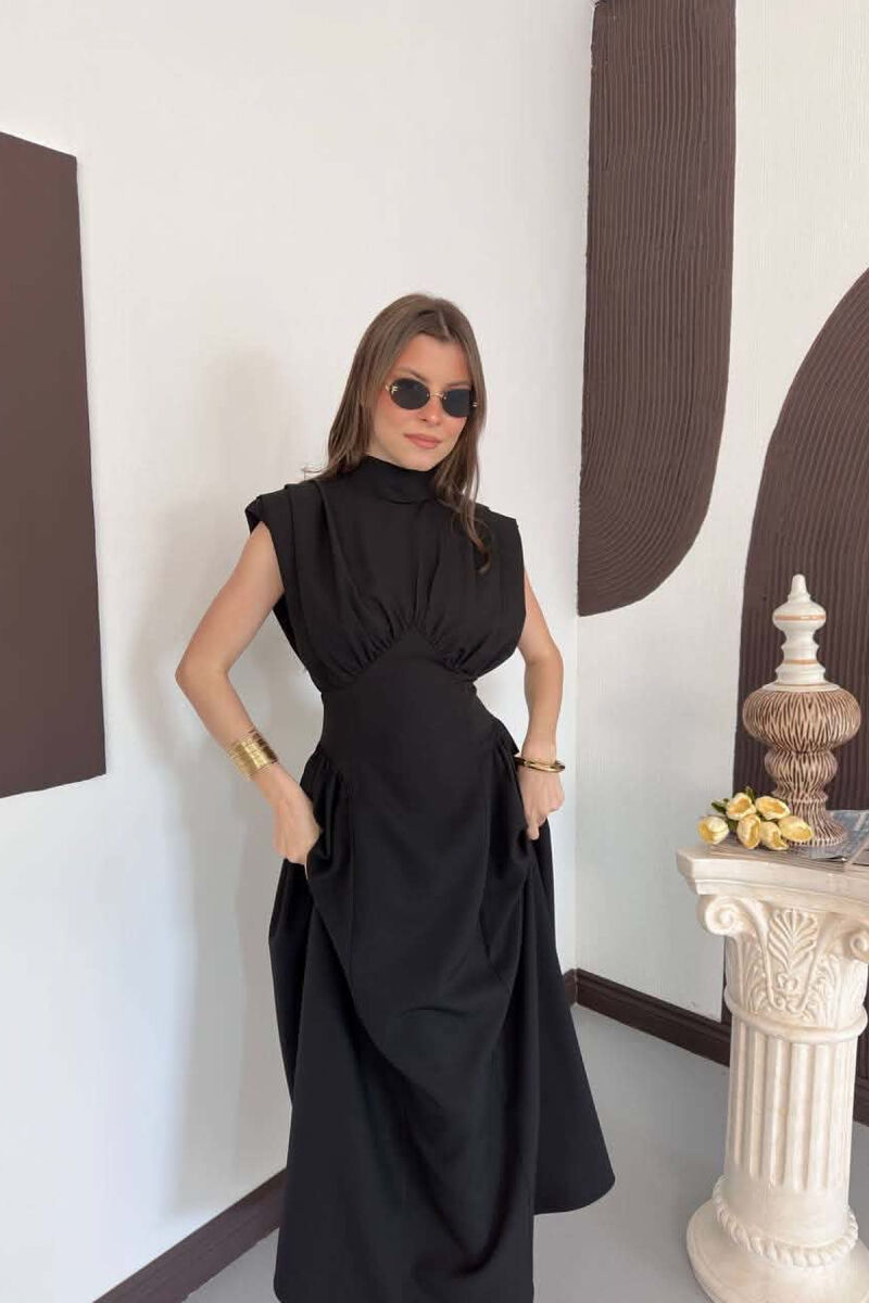 ONE COLOR SLEEVELESS WOMAN DRESS BLACK/ E ZEZE - 2