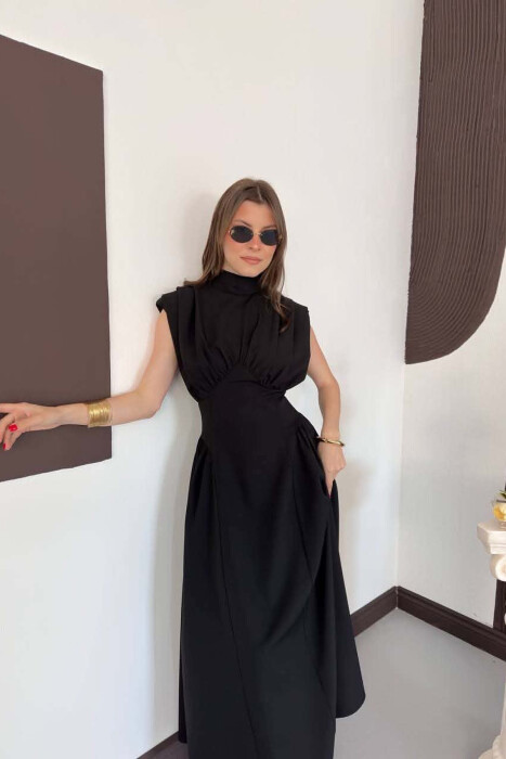 ONE COLOR SLEEVELESS WOMAN DRESS BLACK/ E ZEZE - 3