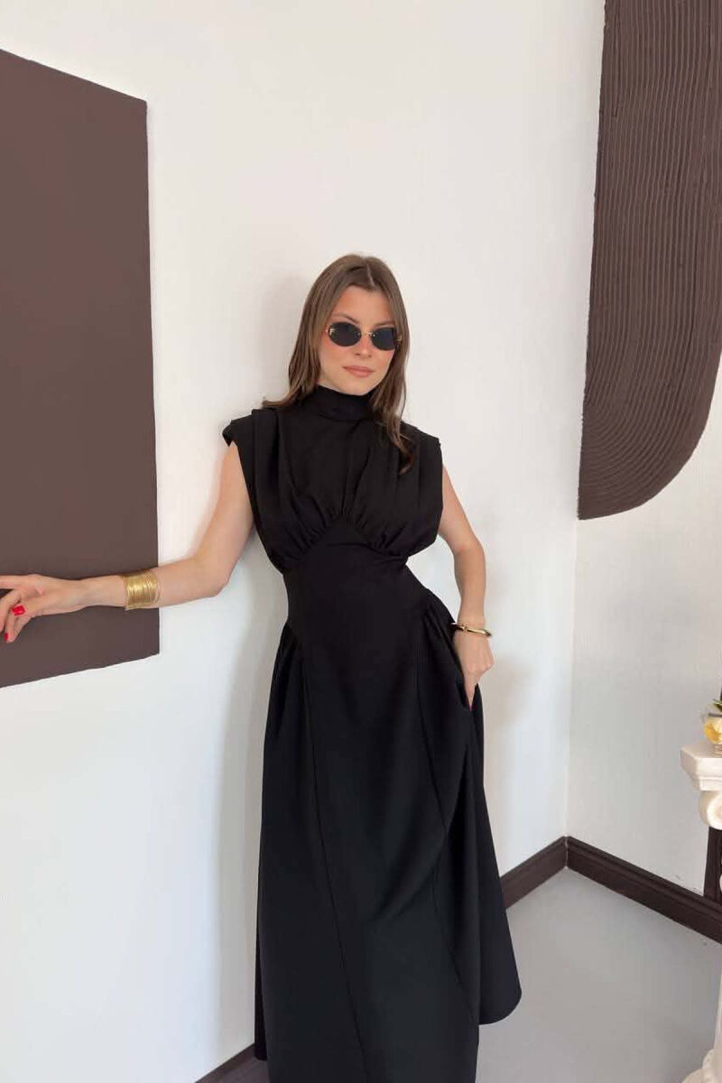 ONE COLOR SLEEVELESS WOMAN DRESS BLACK/ E ZEZE - 3
