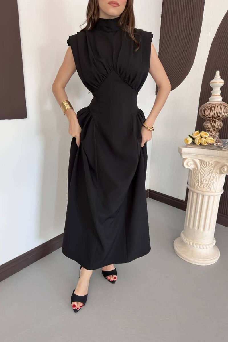 ONE COLOR SLEEVELESS WOMAN DRESS BLACK/ E ZEZE - 6