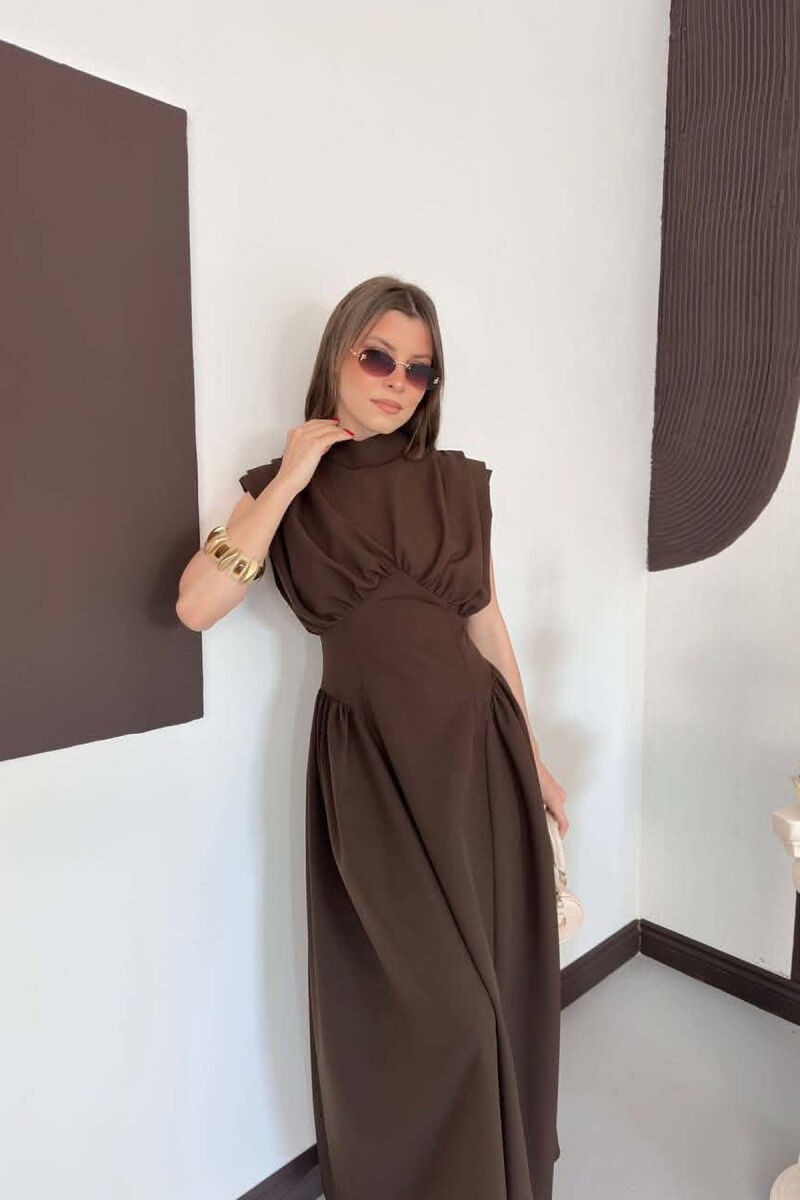 ONE COLOR SLEEVELESS WOMAN DRESS BROWN/KAFE - 7