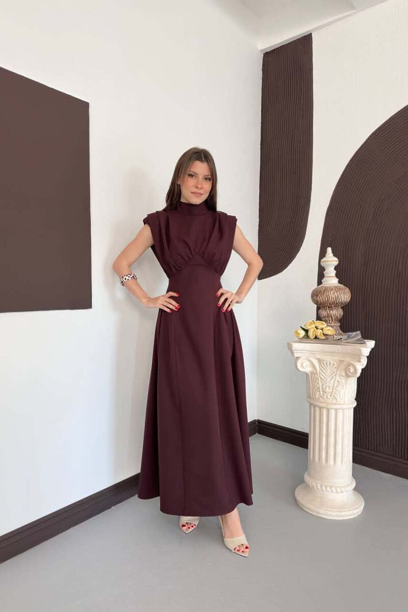 ONE COLOR SLEEVELESS WOMAN DRESS BURGUNDY/VISHNJE - 8