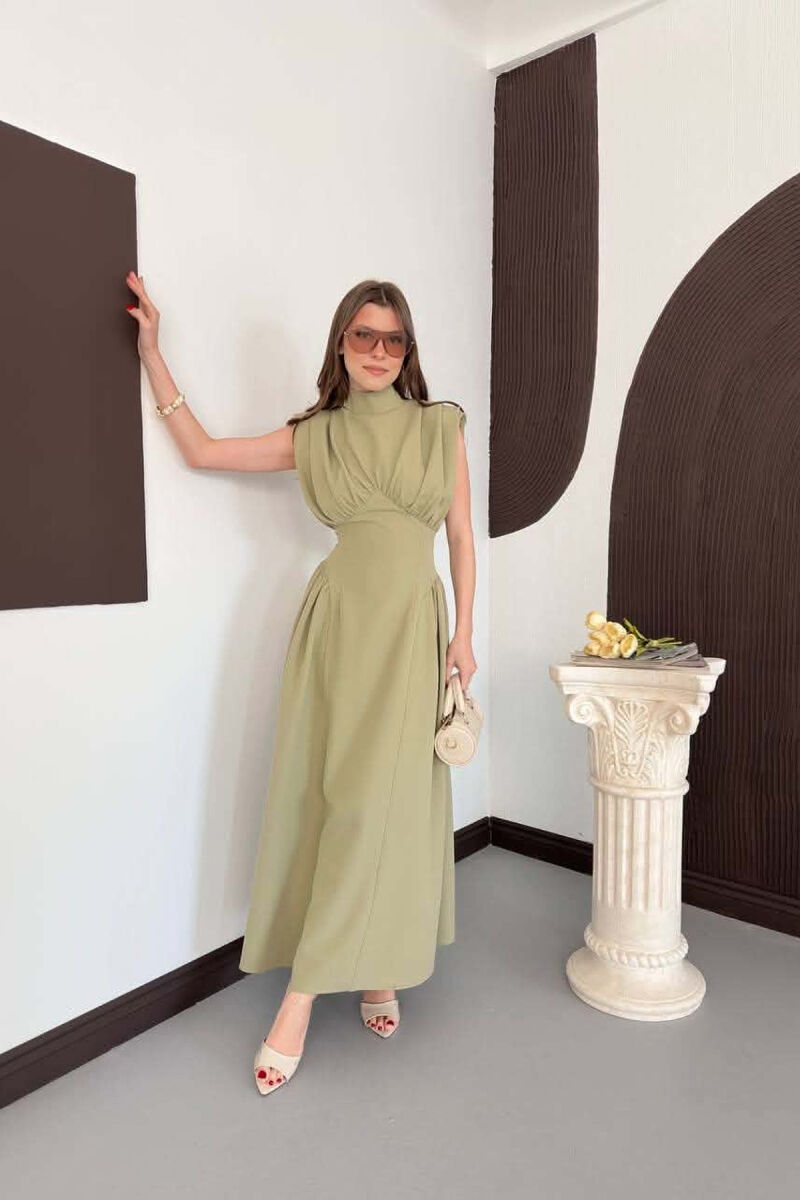 ONE COLOR SLEEVELESS WOMAN DRESS OLIVE/ULLI - 8