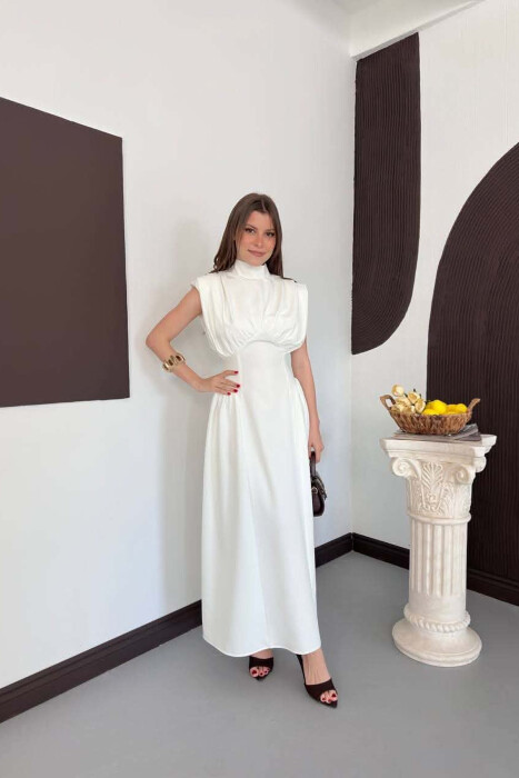 ONE COLOR SLEEVELESS WOMAN DRESS WHITE-E BARDHE 