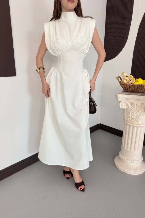 ONE COLOR SLEEVELESS WOMAN DRESS WHITE-E BARDHE - 2