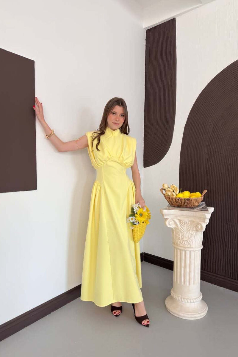 ONE COLOR SLEEVELESS WOMAN DRESS YELLOW/E VERDHE - 1