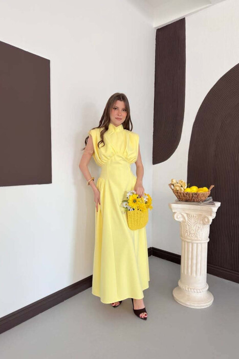 ONE COLOR SLEEVELESS WOMAN DRESS YELLOW/E VERDHE - 2