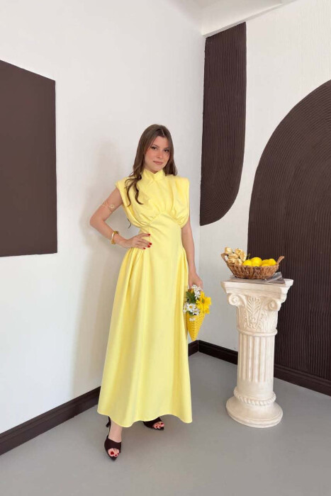 ONE COLOR SLEEVELESS WOMAN DRESS YELLOW/E VERDHE - 4