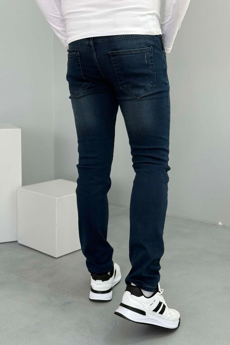 ONE COLOR SLIM FIT MEN JEANS DARK BLUE/BEE - 3