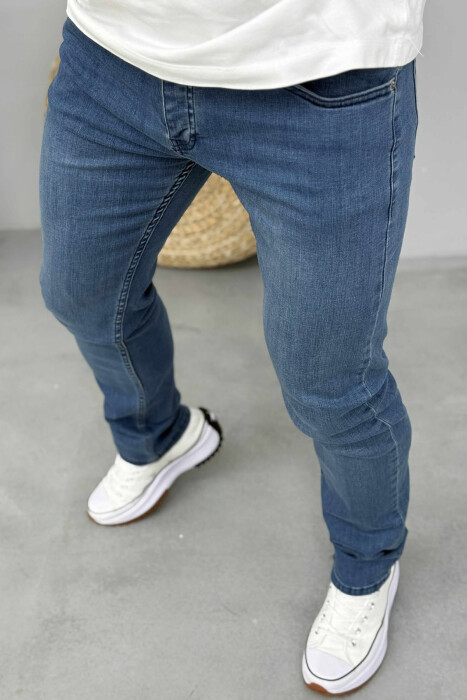 ONE COLOR SLIM FIT SIMPLE MEN JEANS BLUE/BLU - 3