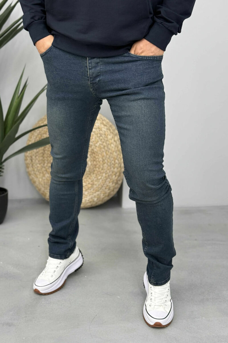 ONE COLOR SLIM FIT VINTAGE MEN JEANS BLUE/BLU - 2
