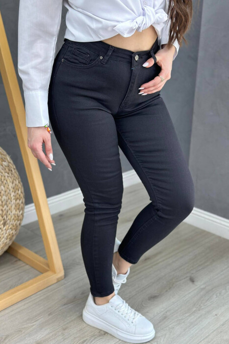 ONE COLOR SLIM FIT WOMAN JEANS BLACK/ E ZEZE - KLAUDIO FASHION