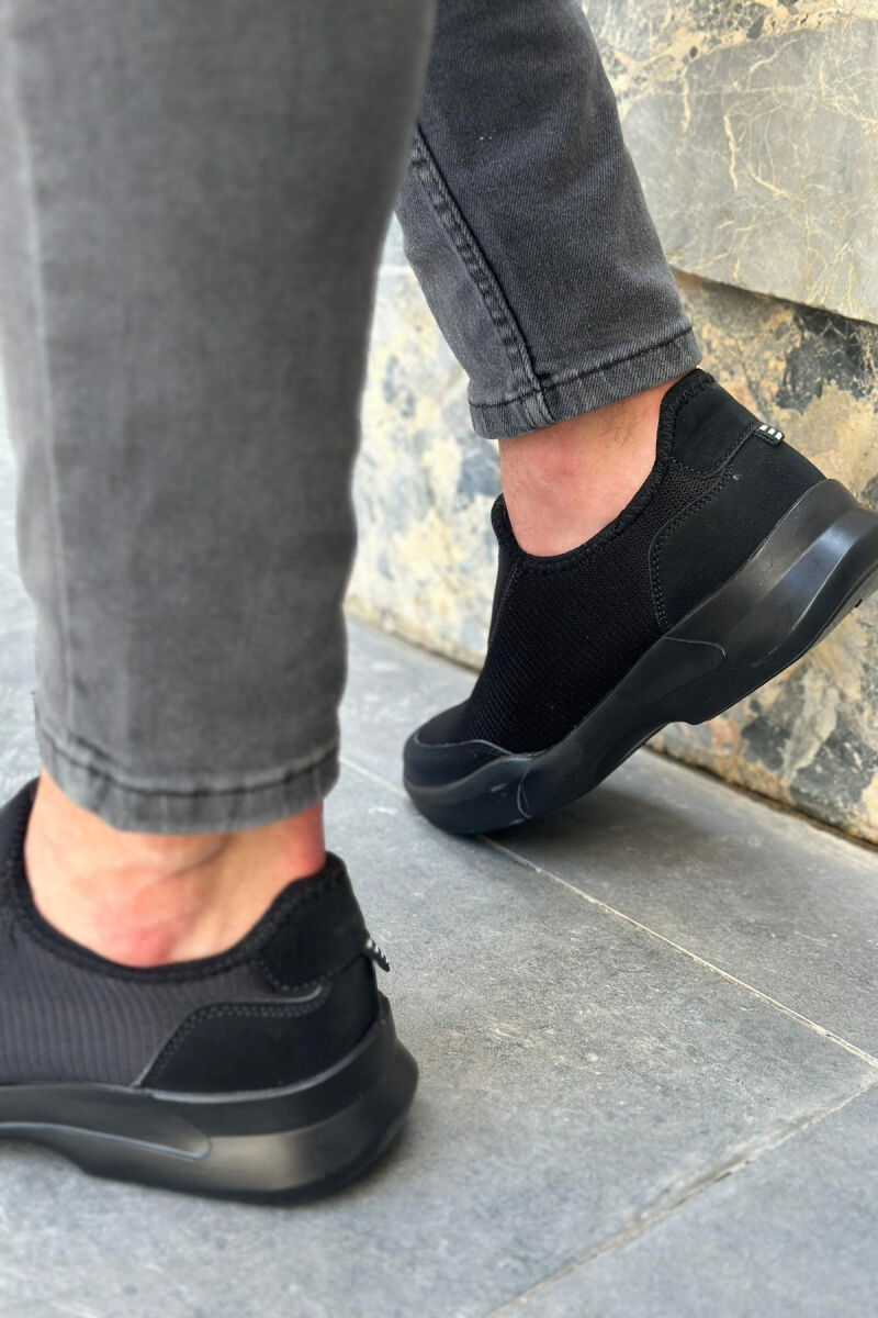 ONE COLOR SLIP ON MEN SNEAKERS BLACK/ E ZEZE - 2