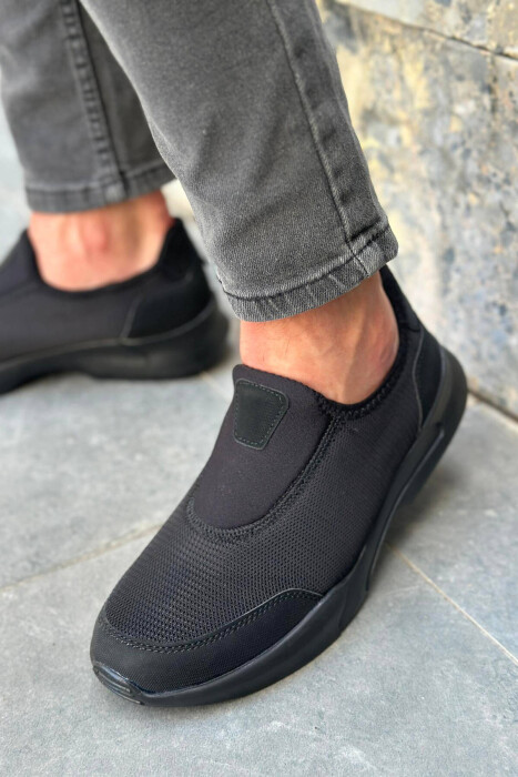 ONE COLOR SLIP ON MEN SNEAKERS BLACK/ E ZEZE - 3