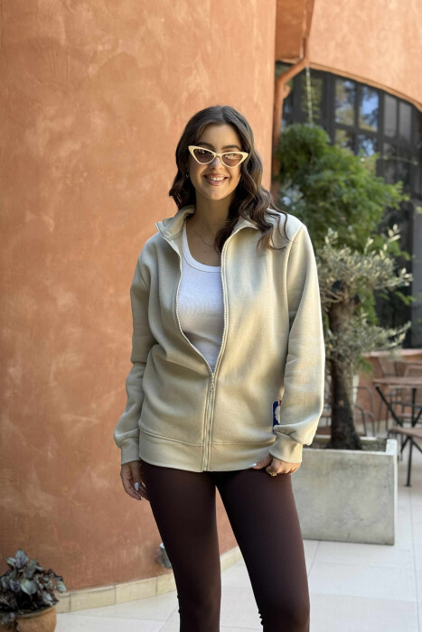 ONE COLOR SMALL LOGO FLUFFY WOMEN JACKET BEIGE/BEZHE - 2