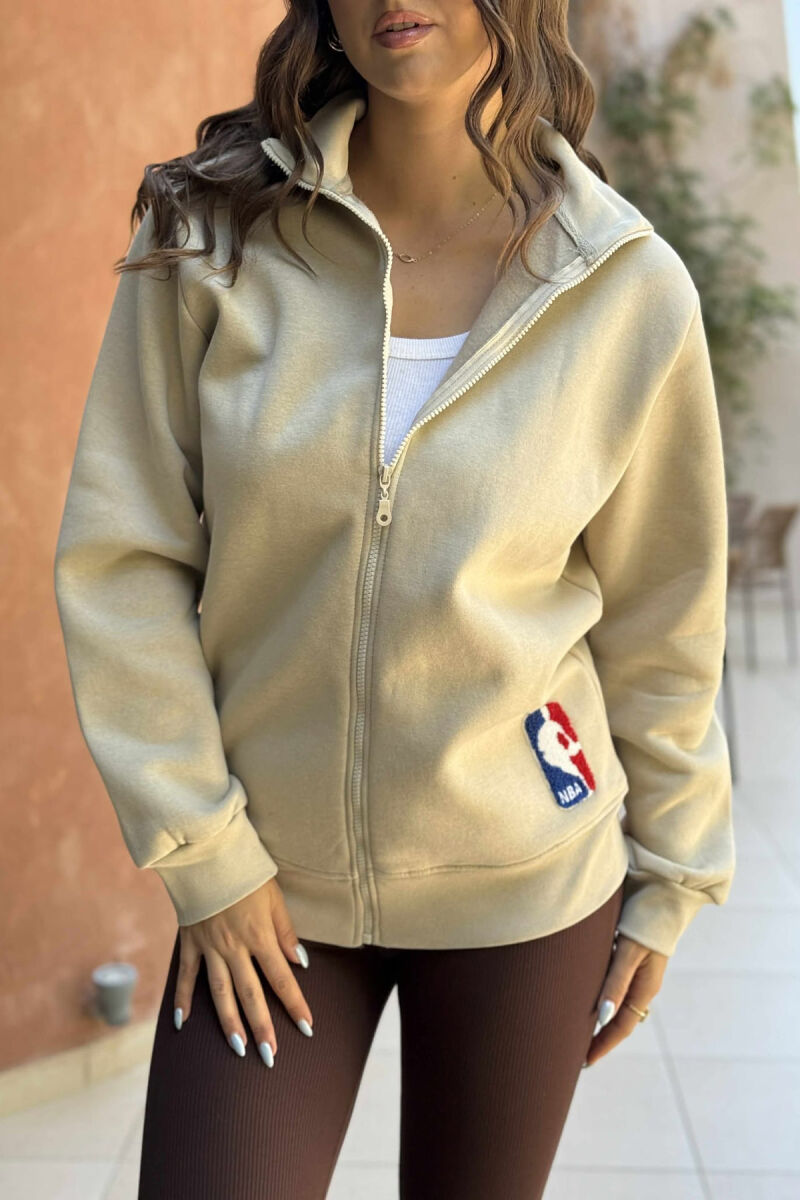 ONE COLOR SMALL LOGO FLUFFY WOMEN JACKET BEIGE/BEZHE - 5