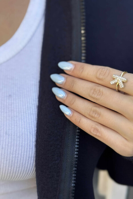 ONE COLOR SMALL LOGO FLUFFY WOMEN JACKET DARK BLUE/BEE - 5