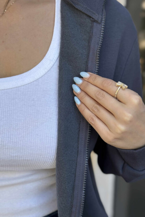 ONE COLOR SMALL LOGO FLUFFY WOMEN JACKET DARK GREY/GEE - 5